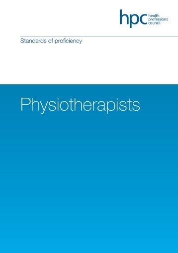 Standards of proficiency Ã¢Â€Â“ Physiotherapists