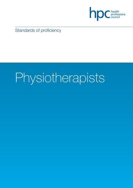 Standards of proficiency Ã¢Â€Â“ Physiotherapists