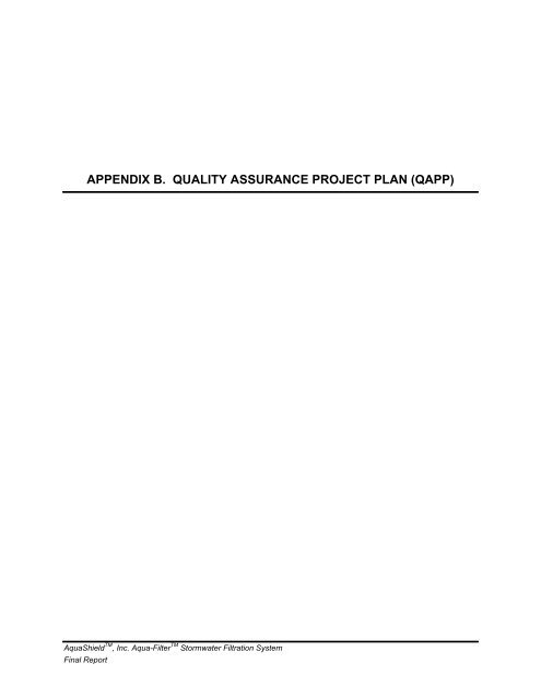 appendix b. quality assurance project plan (qapp) - City of Tacoma