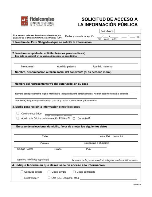 Formato de solicitud de InformaciÃ³n PÃºblica