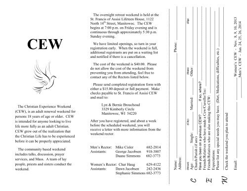 CEW Registration Brochure - Lakeshorecew.org