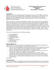 Canadian Association of Nurses in Hemophilia Care (CANHC) Report