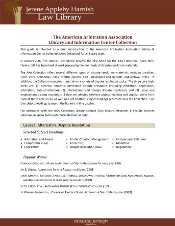 The American Arbitration Association Library and Information Center ...