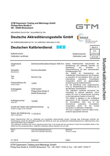 Deutschen Kalibrierdienst - GTM GmbH