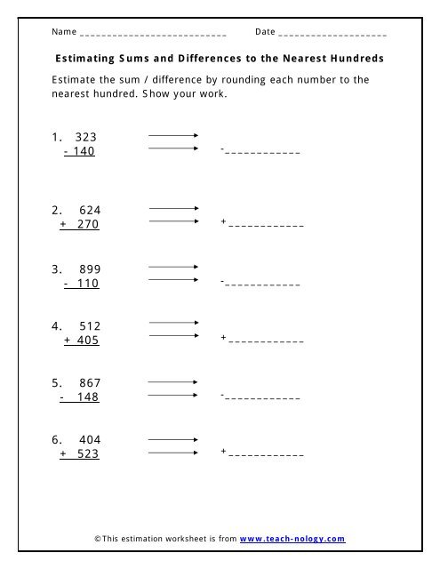 Estimating Sums And Differences Calculator