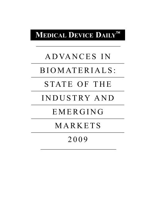 advances in biomaterials - Medical Device Daily advances in biomaterials - Medical Device Daily