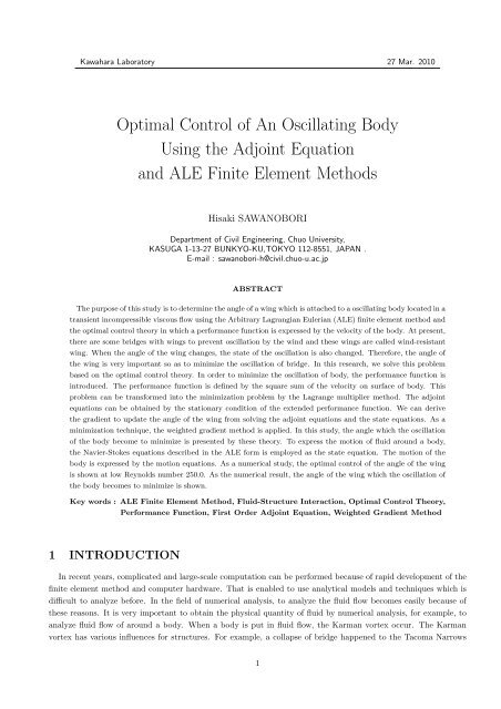 Optimal Control of An Oscillating Body Using the Adjoint Equation ...
