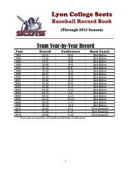 Baseball Record Book - Lyon College Athletics
