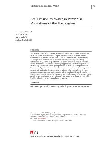 Soil Erosion by Water in Perennial Plantations of the Ilok Region