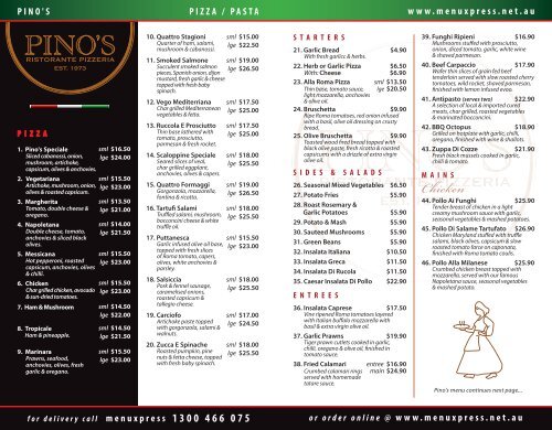 xpress menu 128x200 .indd Pino s Traditional Italian