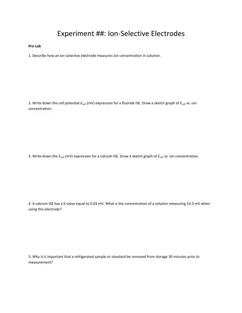 Experiment ##: Ion-Selective Electrodes