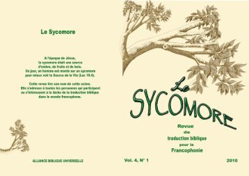 Le Sycomore 4/1 (2010) couverture - UBS Translations
