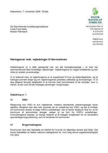 Høringssvar vedr. vejledninger til Serviceloven - Dansk Handicap ...