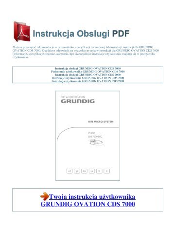 Instrukcja obsługi GRUNDIG OVATION CDS 7000 - 1