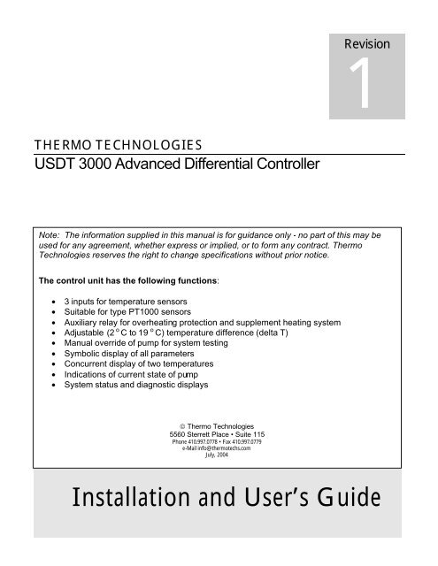 USDT 3000 Temperature Differential Controller with two Relays