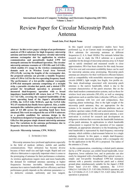 Review Paper for Circular Microstrip Patch Antenna - International ...