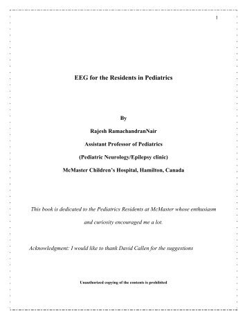 EEG for Residents in Pediatric - McMaster Pediatrics Residency ...