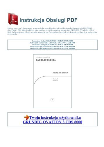 Instrukcja obsługi GRUNDIG OVATION 3 CDS 8000 - 1