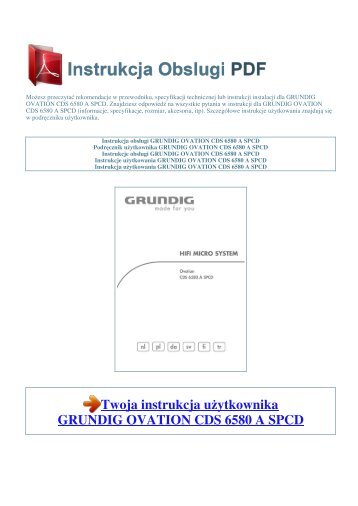 Instrukcja obsługi GRUNDIG OVATION CDS 6580 A SPCD - 1