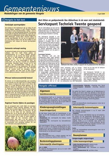 Gemeentenieuws - Gemeente Hengelo