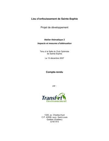 Compte rendu del'atelier thÃ©matique 2 (pdf) - Sainte-Sophie - Waste ...