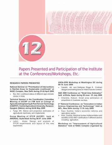 Papers Presented and Participation of the Institute at the ... - IASRI