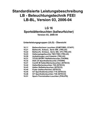 Beleuchtungstechnik FEEI LB-BL, Version 03, 2006-04