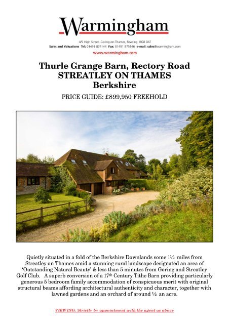 Thurle Grange Barn, Rectory Road STREATLEY ON ... - Warmingham