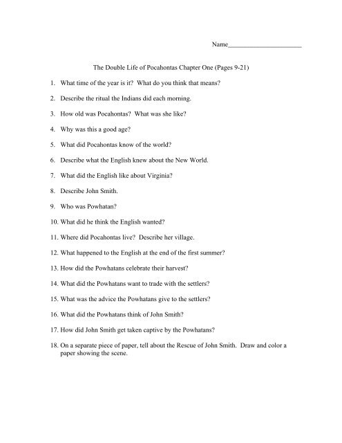 Chapter Book Questions a pdf of questions for each chapter