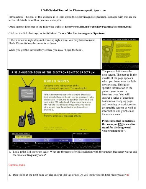 A Self Guided Tour Of The Electromagnetic Spectrum