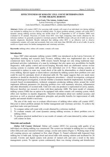 effectiveness of somatic cell count determination