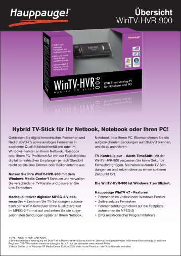 WinTV-HVR-900 Übersicht - Hauppauge