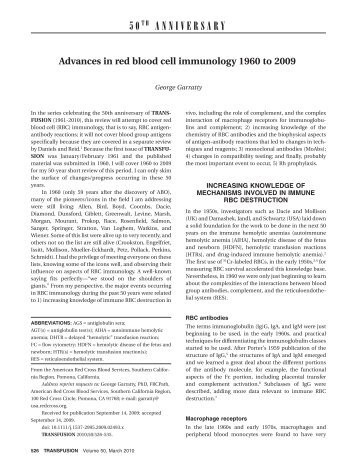 Advances in red blood cell immunology 1960 to 2009 - the UCLA ...
