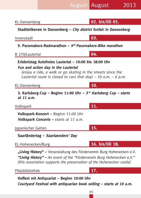 KLasse Programm - Kaiser in Lautern Werbegemeinschaft eV