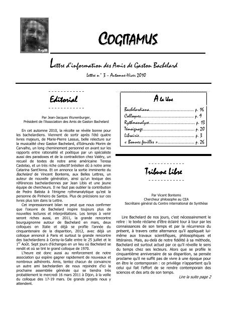 COGITAMUS - Association des amis de Gaston Bachelard