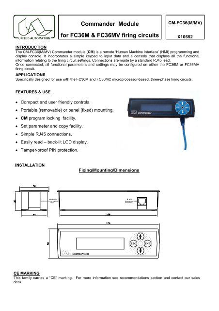 to download specification sheet X10652 - United Automation