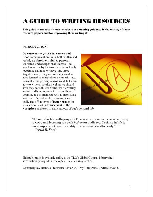 A Guide to Writing Resources - Troy University