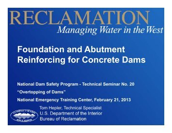 Foundation and Abutment Reinforcing for Concrete Dams