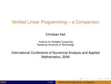 Verified Linear Programming -- a Comparison - TI3