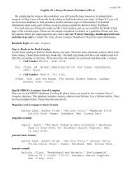 Sample English 111 Library Research Worksheet (MLA)
