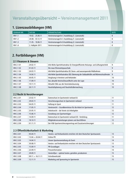 Vereinsmanagement 2011 - Hamburger Sportbund e.V.