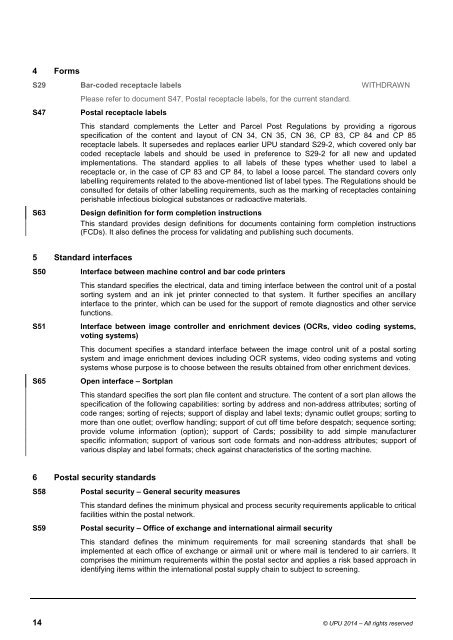 Catalogue of UPU Standards - Universal Postal Union