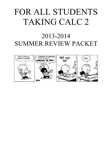 Calculus II Summer Packet Assignment - Central Dauphin School ...