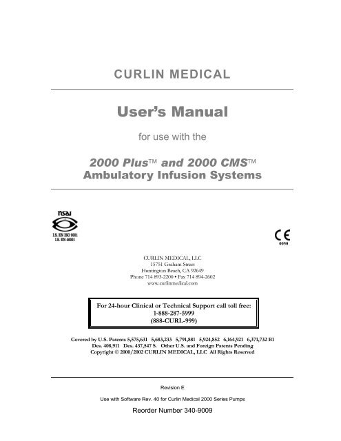 Curlin 2000 User Manual - Med-E-Quip Locators