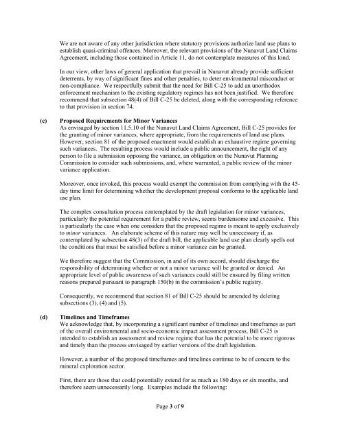 Lands & Regulation - Nunavut Planning - Industry Letter