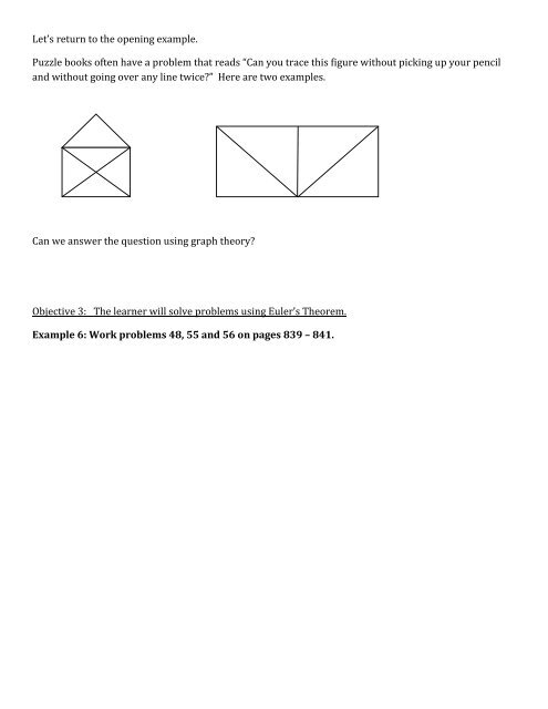 MGF 1107 Section 15.2 Euler Paths and Euler Circuits Puzzle books ...