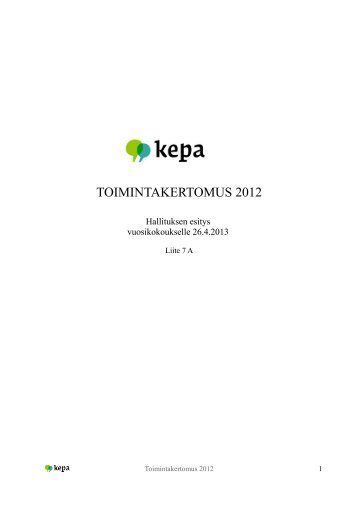 7A Toimintakertomus 2012 - Kepa.fi