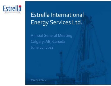 Estrella International Energy Services Ltd Energy Services Ltd.