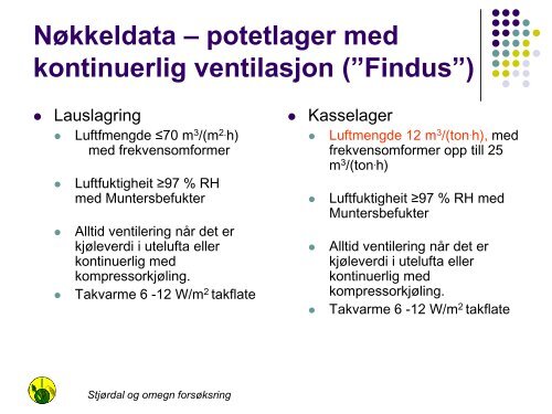 Innlagring, nedkjÃ¸ling og lagring av potet