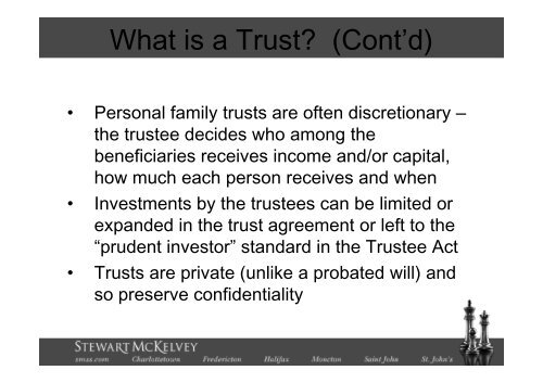 Uses of Trusts in Estate Planning - Stewart McKelvey